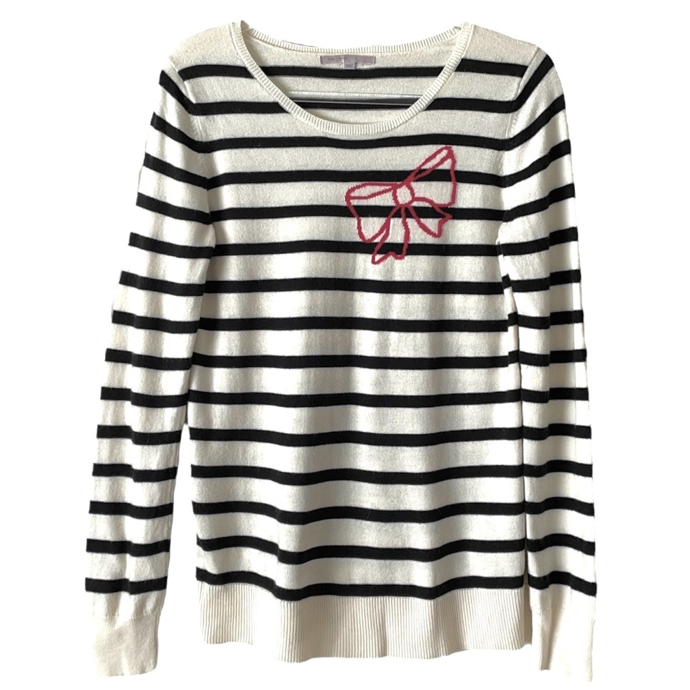 Gap Mariner Striped Sweater Women’s Size Medium Red Bow Lightweight Wool Blend